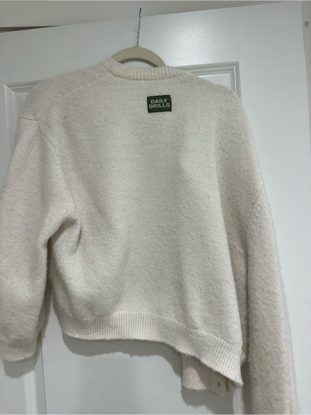 Daily Drills Cream Crewneck Button-Up Knit Cardigan - Picture 2 of 2
